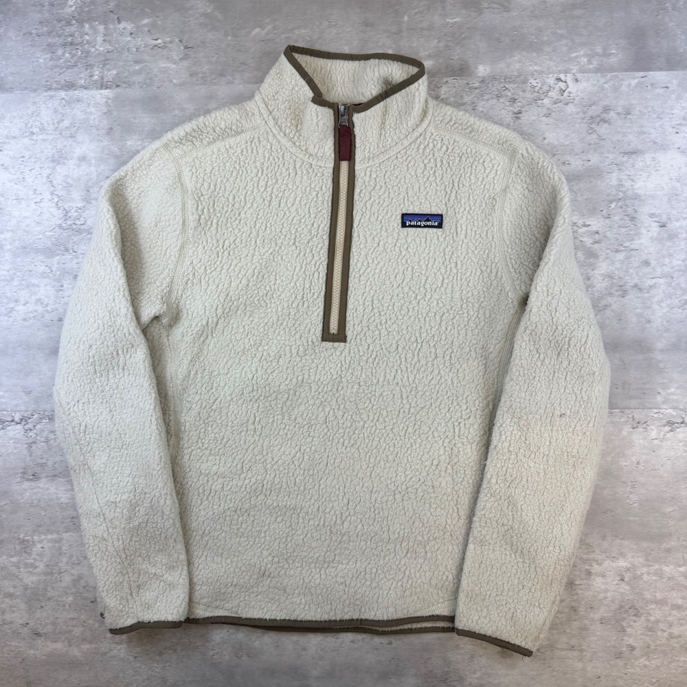 Patagonia Los Gatos Quarter Zip Fleece Pullover Cream Tan Womens Large